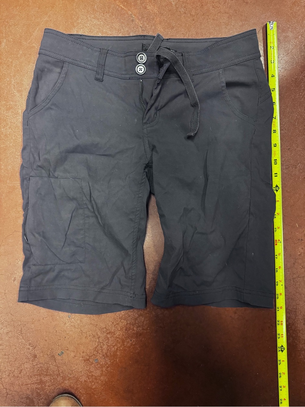 Prana Black Drawstring Bermuda Shorts